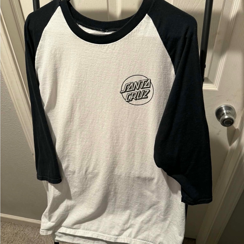 Santa Cruz Black & White Raglan Baseball Tee